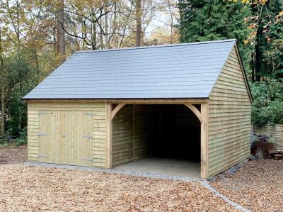 Pic 109. 3.0m x 6.0m 1 bay Carriage House with 3.0m x 6.0m attached Garage and fibre cement slate roof